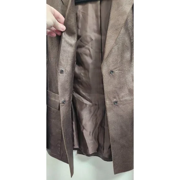 Akris Bergdorf Goodman Brown Lambskin Leather Blazer Jacket Tailored Snap Front - Picture 4 of 16